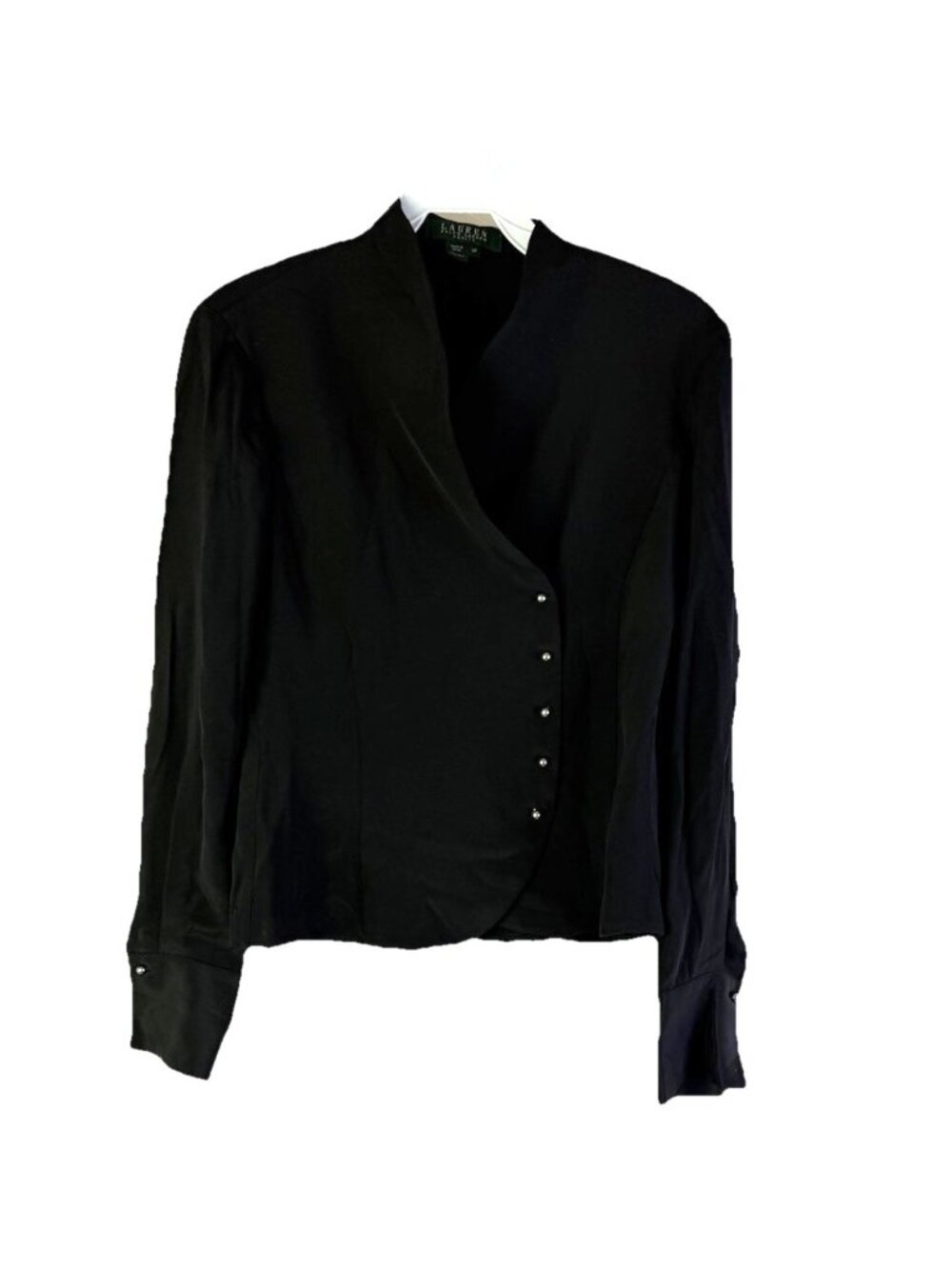 Vintage 90s Lauren Ralph Lauren Silk Button Shirt Top Black